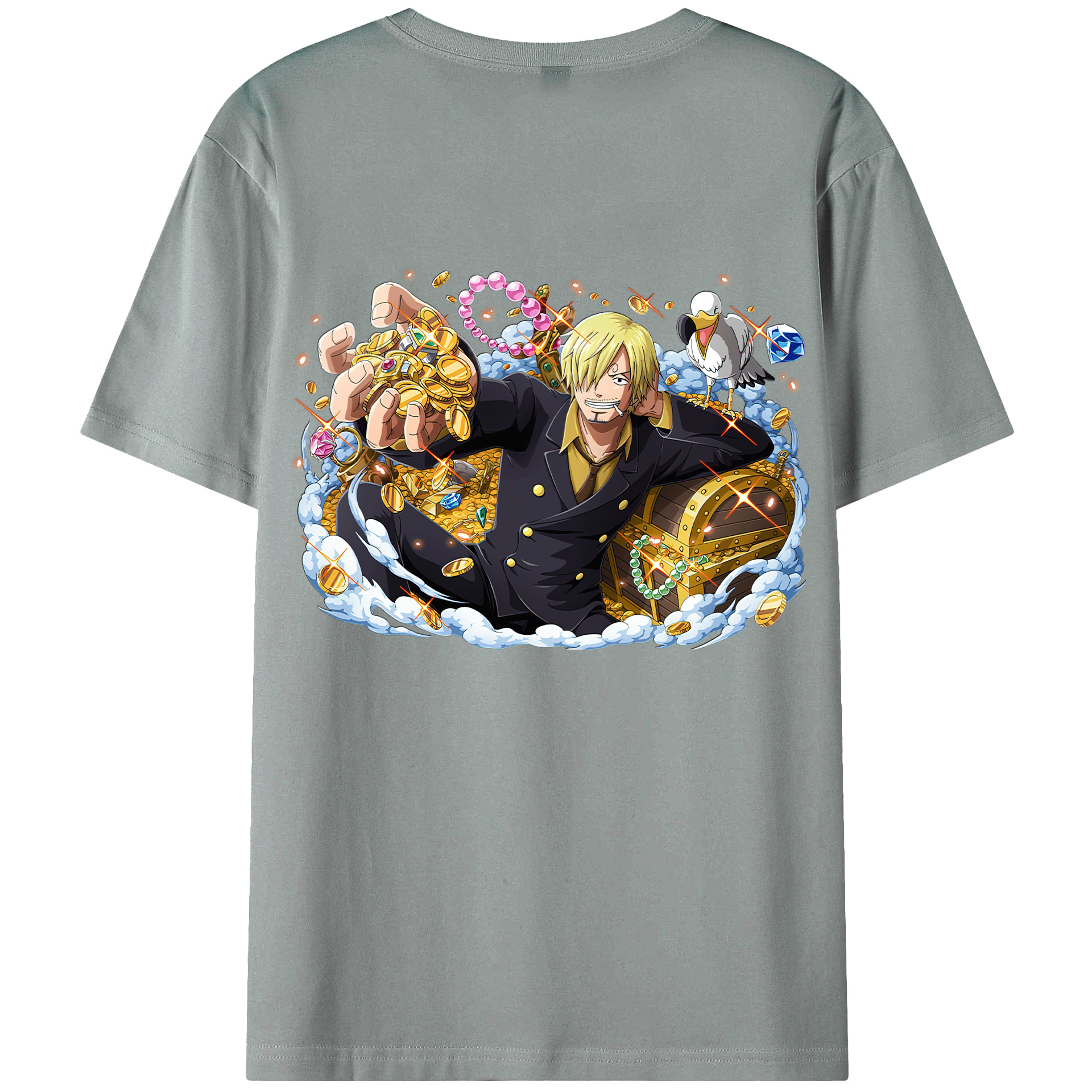 （画像用） ワンピース サンジ ONE PIECE Sanji 綿100％ メンズ半袖Tシャツ（バックプリント） 通気性